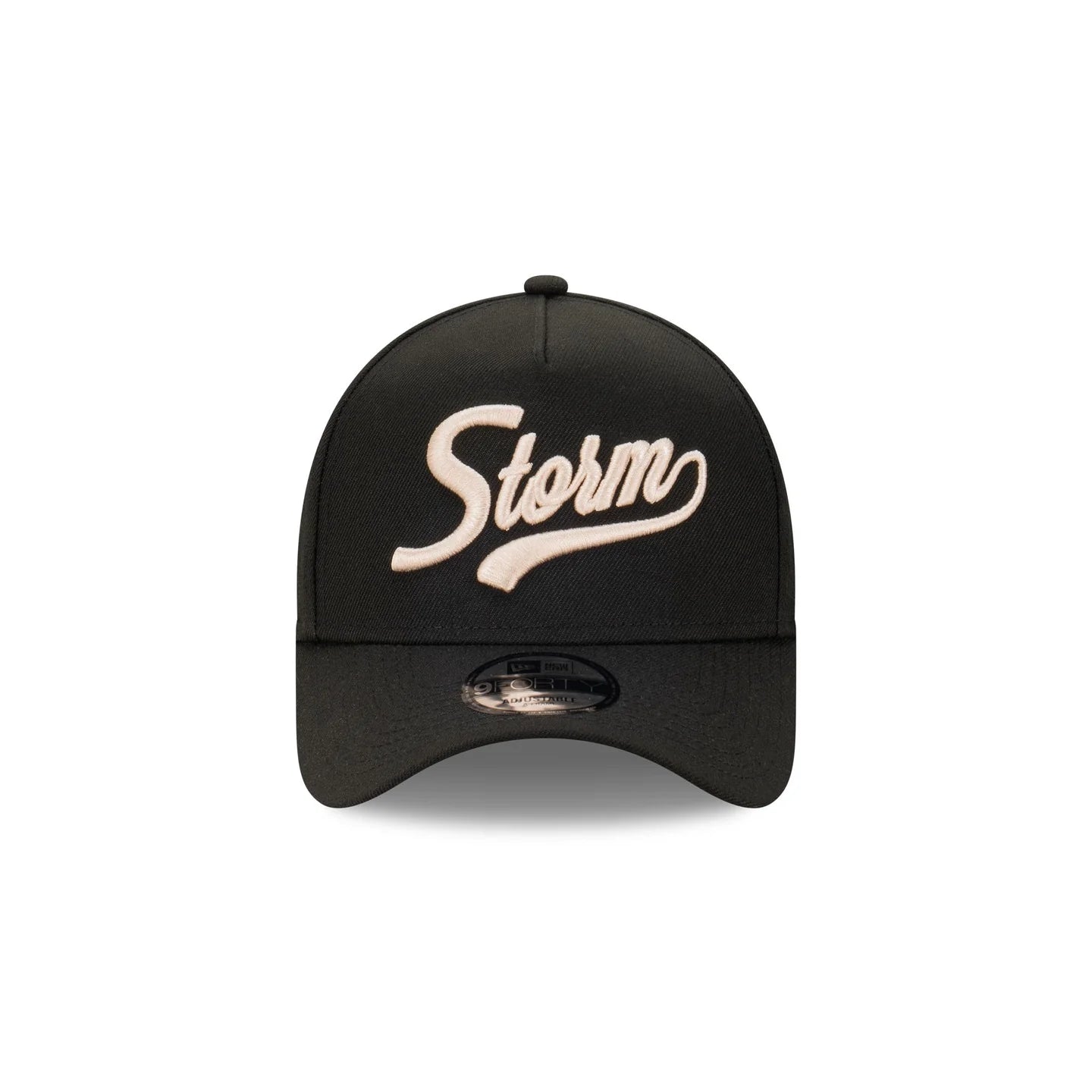 Melbourne Storm Hat - Black Stone Script 9Forty A-Frame NRL Snapback Cap - New Era
